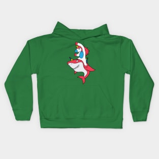 Unicorn Riding Shark Kids Hoodie